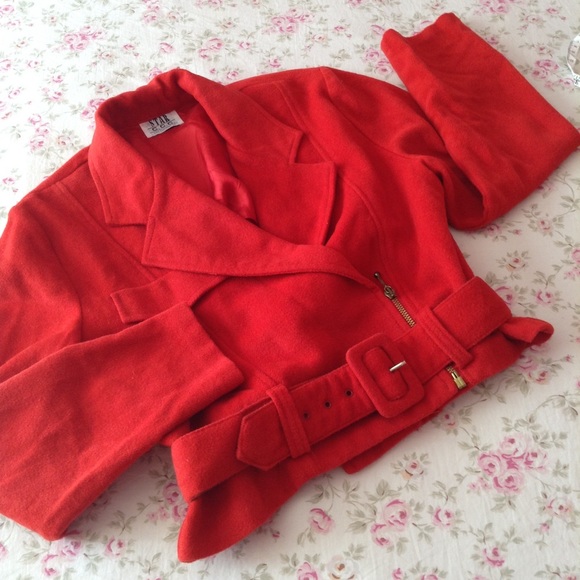 STAR | Jackets & Coats | Star Red Biker Chic Wool Jacket M | Poshmark